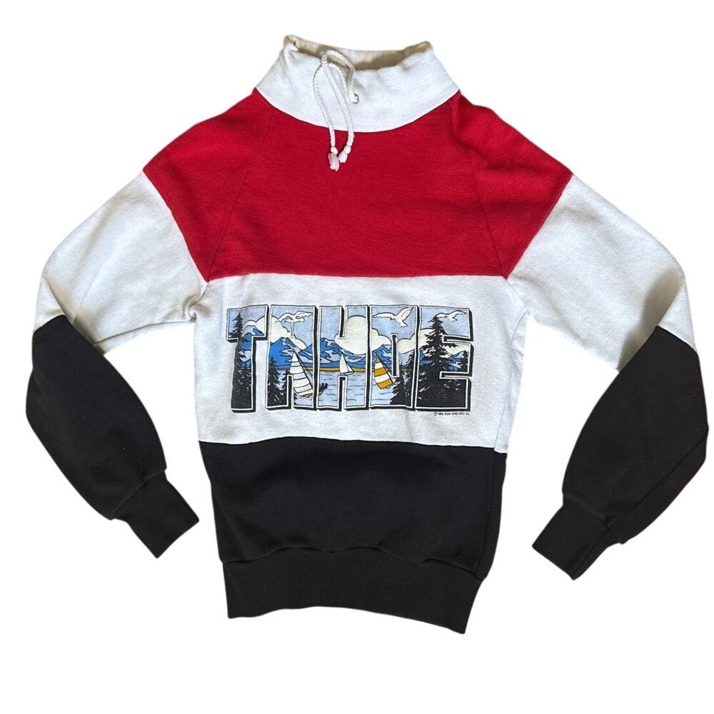 Vintage TAHOE Graphic Sweatshirt Size Small Funnel Neck Gorpcore